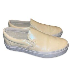 VANS Iridescent Pearl Yellow Slip On Sneaker Shoes Classic Womens Sz 6.5